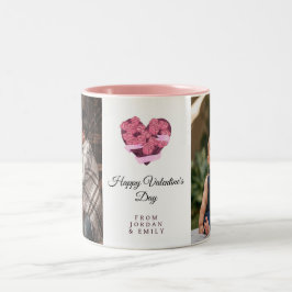 Elegantes Herz Frohen Valentinstag Foto Zweifarbige Tasse
