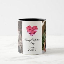 Elegantes Herz Frohen Valentinstag Foto Zweifarbige Tasse