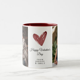 Elegantes Herz Frohen Valentinstag Foto Zweifarbige Tasse