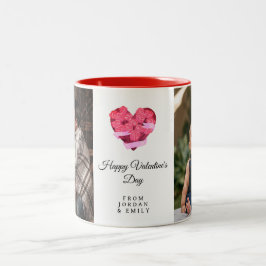 Elegantes Herz Frohen Valentinstag Foto Zweifarbige Tasse
