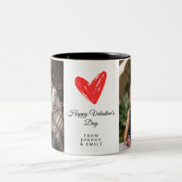 Elegantes Herz Frohen Valentinstag Foto Zweifarbige Tasse