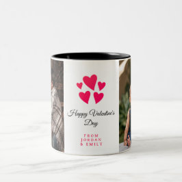 Elegantes Herz Frohen Valentinstag Foto Zweifarbige Tasse