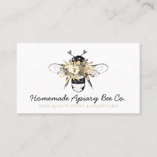 Elegantes Herz Gold Blumen-Imkerei Honigbiene Visitenkarte