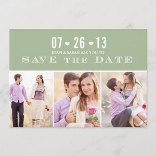 Elegantes Herz Grün Save the Data mit Fotos Date