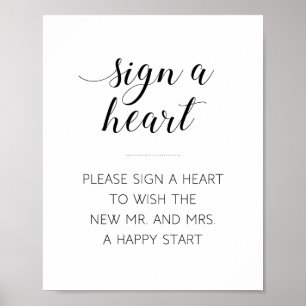 Elegantes Herz Hochzeitsschild Poster