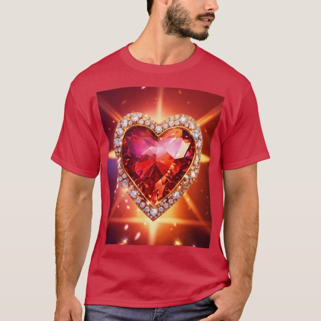 Elegantes Herz mit Diamonds Abstrakt Art T - Shirt (Vorderseite)