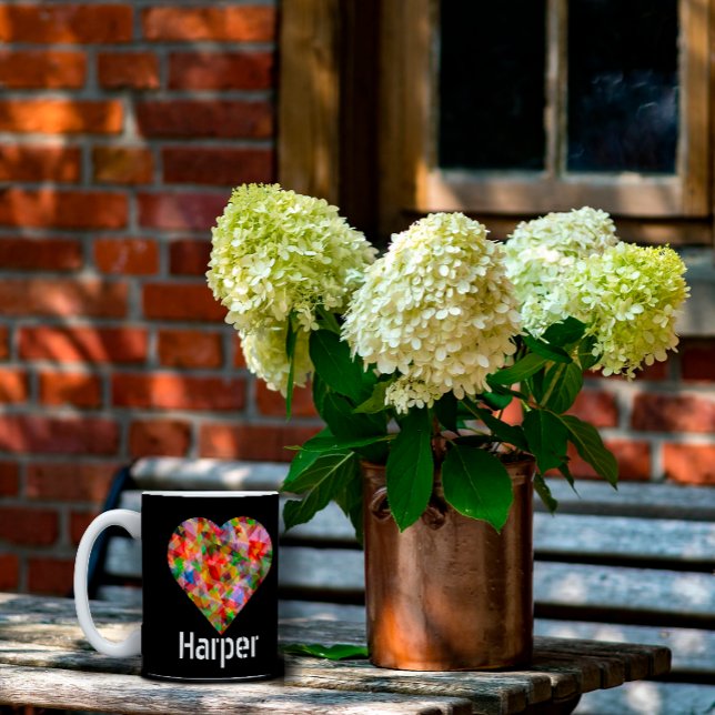 Elegantes Herz schwarz Zwei-Tone-Tasse Zweifarbige Tasse (Von Creator hochgeladen)