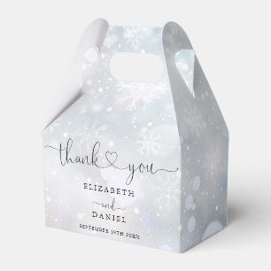 Elegantes Herz Skript Winterschneeflocken Hochzeit Geschenkschachtel