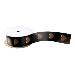 Elegantes Herz von Gold gegossen Gold Schwarz Satinband