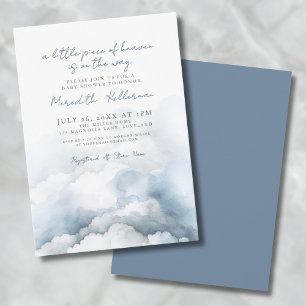 Elegantes Himmel-Aquarell Blau Baby Shower Einladung