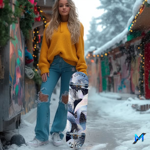Elegantes Himmelblau Abstrakt & Fließende Muster Skateboard