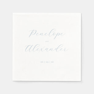 Elegantes Himmelblau Kalligrafie Serviette
