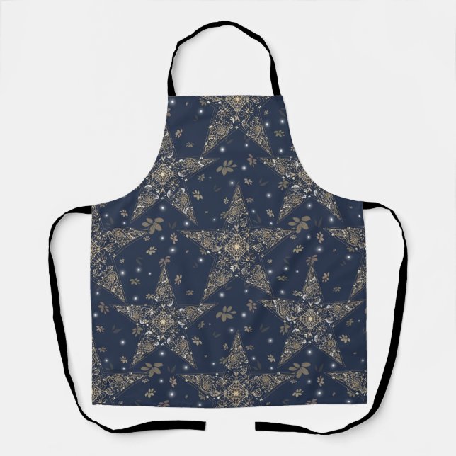 Elegantes himmlisches Filigran-Sternmuster - Blau Schürze (Vorderseite)
