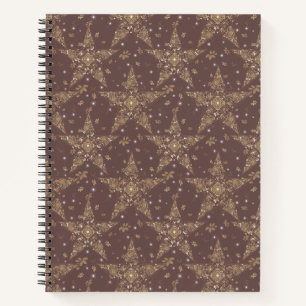 Elegantes himmlisches Filigran-Sternmuster - Braun Notizbuch