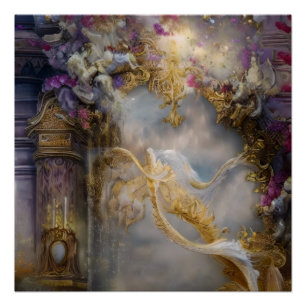 Elegantes Himmlisches Goldtor, Goldtext Poster