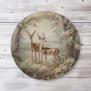 Elegantes Hirsch Antiquität Wald Wildleben Pappteller