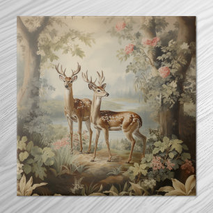 Elegantes Hirsch Antiquität Waldlandschaft Wildtie Fliese