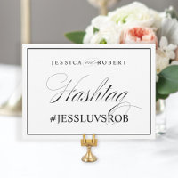 Elegantes Hochzeit-Hashtag-Schild mit schwarzer Um