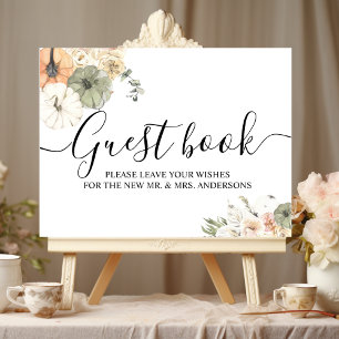 Elegantes Hochzeit im Herbst Gästebuchzeichen Aq Poster