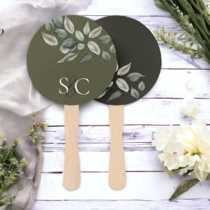 Elegantes Hochzeitband Mit Monogramm grün Fächer