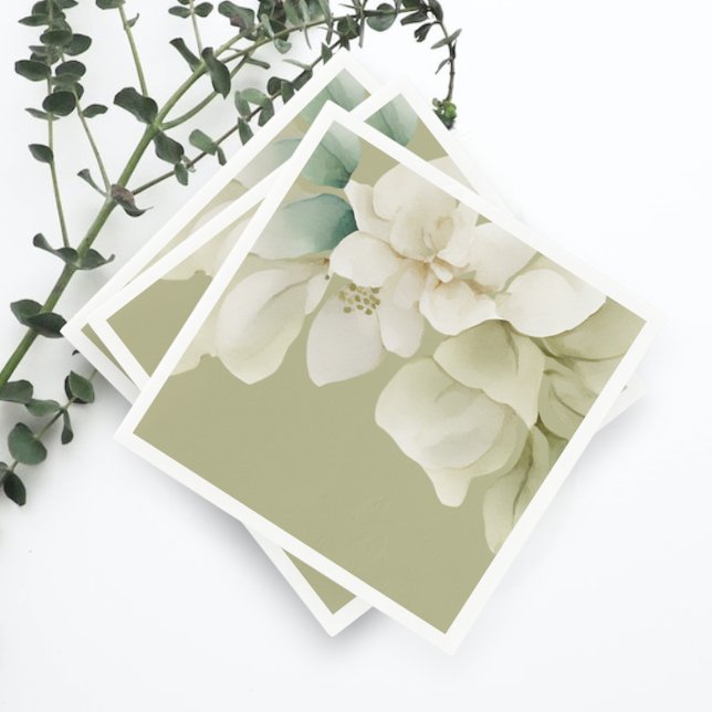 Elegantes Hochzeitband Mute Green Serviette (Elegant Wedding Foliage Muted Green Napkins from Ricaso)