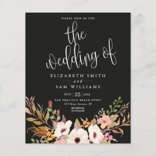 Elegantes Hochzeitbudget Schwarze Flora Flyer