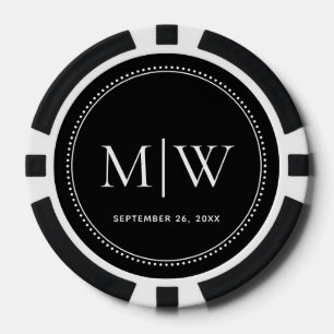 Elegantes Hochzeitdatum Couple Monogram Pokerchips