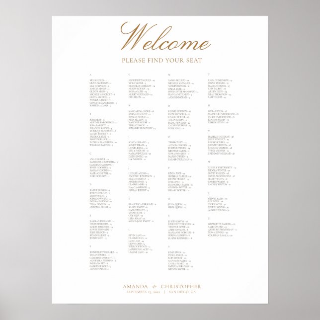 Elegantes Hochzeitdiagramm Poster (Vorne)