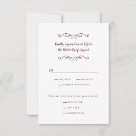 Elegantes Hochzeitessen Klassisches Burgund Delika RSVP Karte