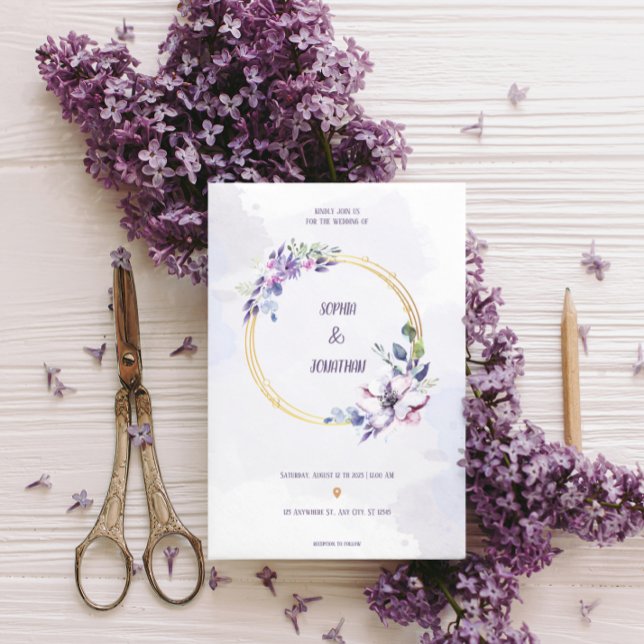 Elegantes Hochzeitgold Wasserfarben Neutral Folieneinladung (Von Creator hochgeladen)