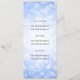 Elegantes Hochzeitmenü Blue Winter Wonderland Menükarte