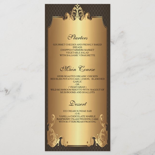 Elegantes Hochzeitmenü Menükarte (Vorderseite)