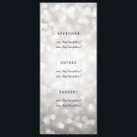 Elegantes Hochzeitmenü Silberne Glitzer Lights Menükarte<br><div class="desc">Elegante Sparkle / Glitzern / Funkelnd Hochzeit "Menü" Design mit Silver Glitzer Lights und Custom Text. Beeindrucken Sie Ihre Familie und Freunde mit diesem stilvollen und modernen Design. Vollständig anpassbar! Einfach zu bedienen und leicht zu personalisieren. Bestelle noch heute!</div>