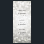 Elegantes Hochzeitmenü Silberne Glitzer Lights Menükarte<br><div class="desc">Elegante Sparkle / Glitzern / Funkelnd Hochzeit "Menü" Design mit Silver Glitzer Lights und Custom Text. Beeindrucken Sie Ihre Familie und Freunde mit diesem stilvollen und modernen Design. Vollständig anpassbar! Einfach zu bedienen und leicht zu personalisieren. Bestelle noch heute!</div>