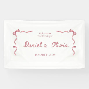 Elegantes Hochzeits-Einladungsbanner – Rosa Band D Banner