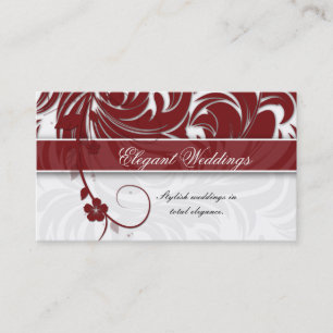 Elegantes Hochzeits-Event-Planer-Blumenblatt-Rot Visitenkarte