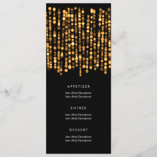 Elegantes Hochzeits-Menü-moderne Goldlichter Menükarte