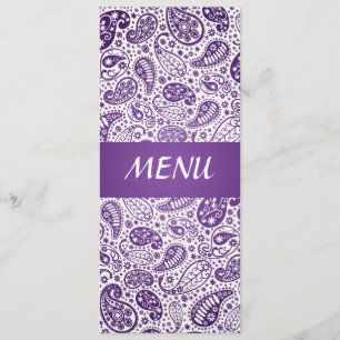 Elegantes Hochzeits-Menü-Paisley-Muster lila Menükarte