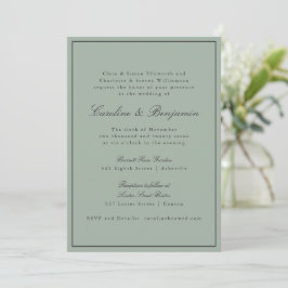 Elegantes Hochzeits-Olivgrau-RSVP mit Rahmen-Schri Einladung