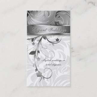 Elegantes Hochzeits-Planer-Blumenblatt-Silber Visitenkarte