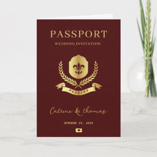 Elegantes Hochzeits-Reiseziel Reisepass Weltkarte Einladung