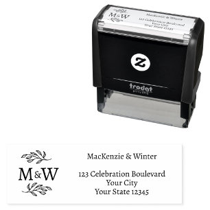 Elegantes Hochzeits-Rücksendeadresse-Monogramm Permastempel