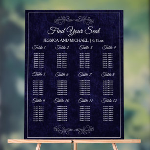 Elegantes Hochzeits-Sitzplan-Schild in Navyblau  Acrylschild