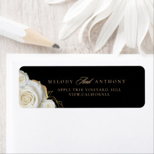 Elegantes Hochzeits-Weißrose-Rücksendeetikett