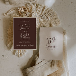 Elegantes Hochzeitsbraun Elfenbein Old Money Save The Date