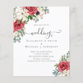 Elegantes Hochzeitsbudget Red White Blue Floral Flyer