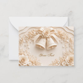 Elegantes Hochzeitsdesign mit Glocken und Rosen Mitteilungskarte