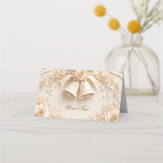 Elegantes Hochzeitsdesign mit Glocken und Rosen Platzkarte