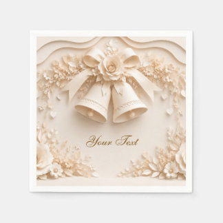 Elegantes Hochzeitsdesign mit Glocken und Rosen Serviette