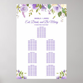 Elegantes Hochzeitsdiagramm für Wasserfarben Poster